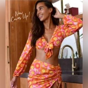 Revolve VDM the label Bikini coverup skirt and top-  retro floral print